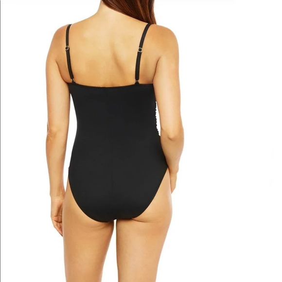 NEW La Blanca Island Goddess Lingerie One Piece Swimsuit Solid Black Size 2 - Picture 2 of 8